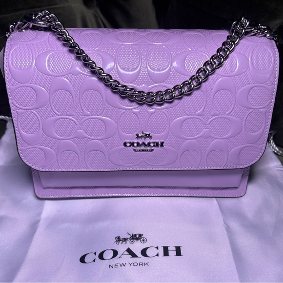 NWT Coach Klare Crossbody Lilac Embossed Signature Chain Shoulder Bag - Picture 3 of 11